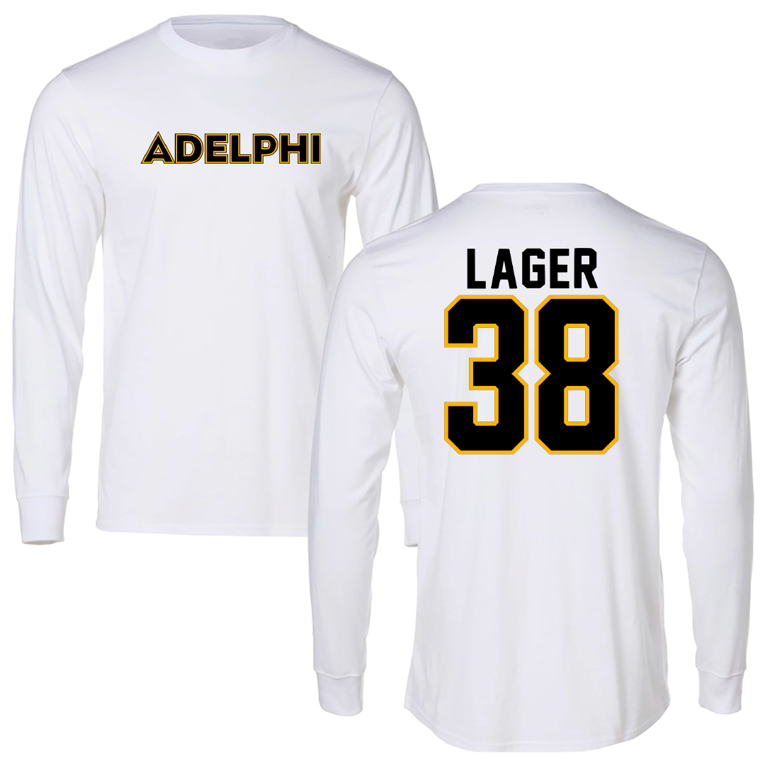 Adelphi University Soccer White Long Sleeve - #38 Ethan Lager