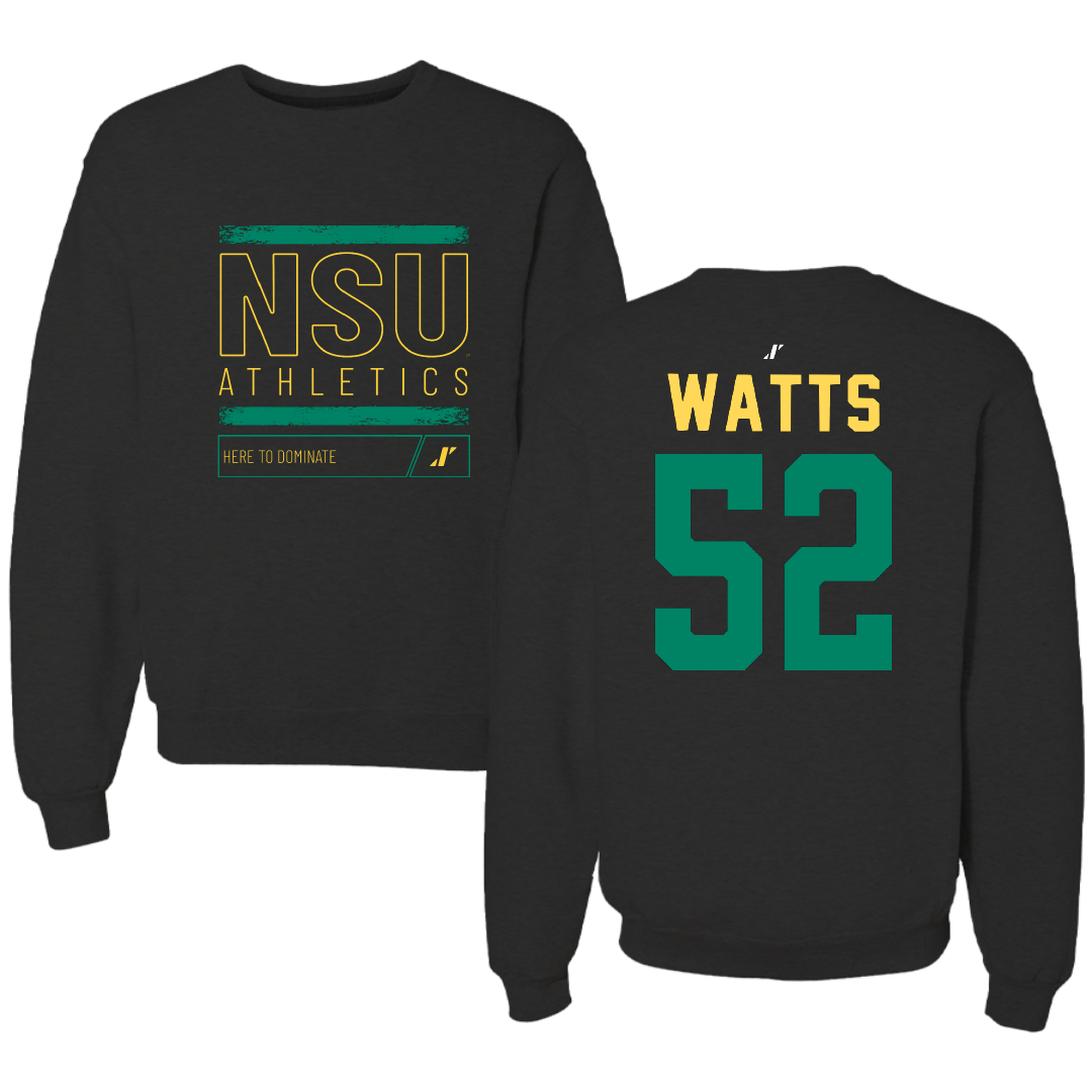 Norfolk State University Football Black Dominate Crewneck - #52 Matthieu Watts