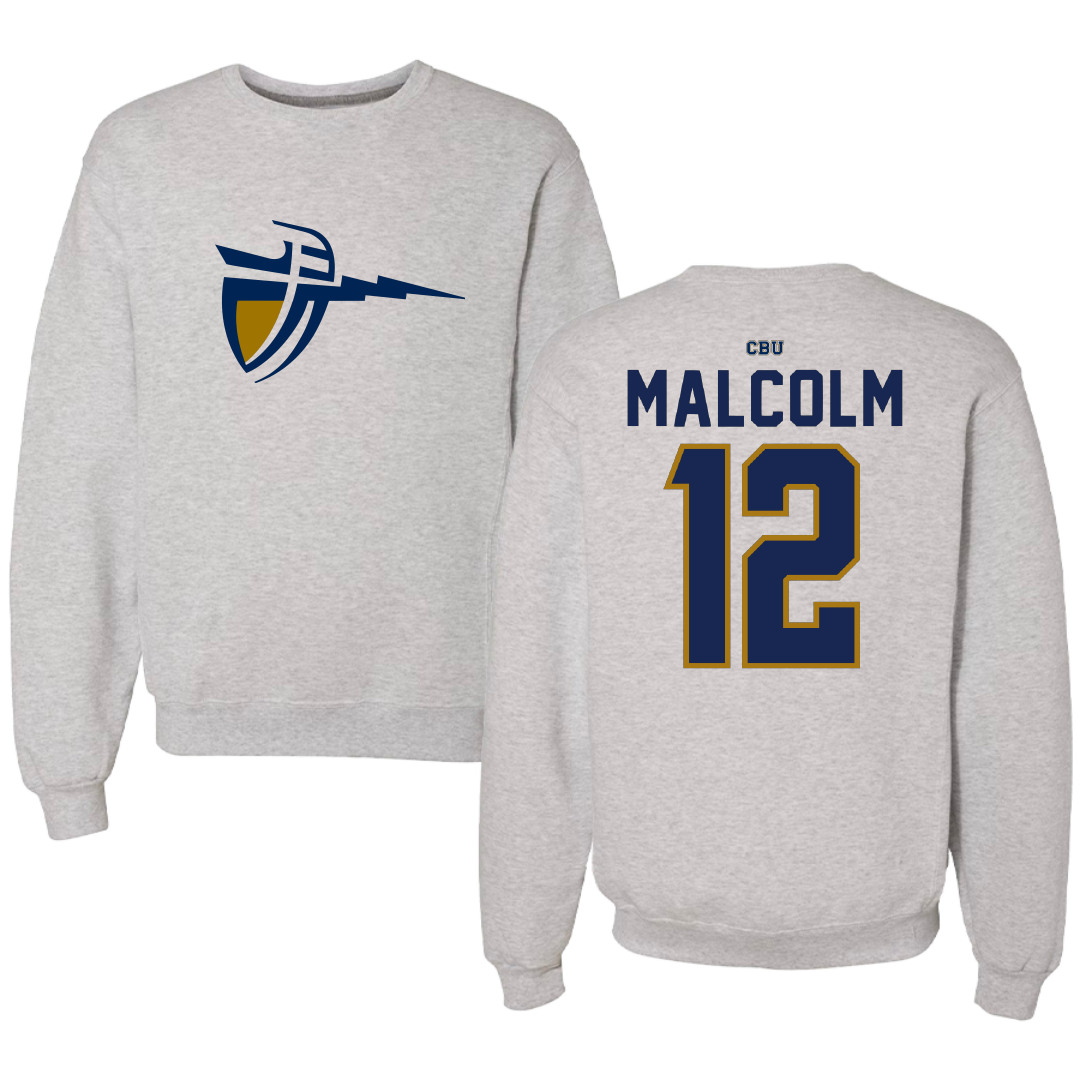 California Baptist University Basketball Gray Crewneck - #12 Devon Malcolm