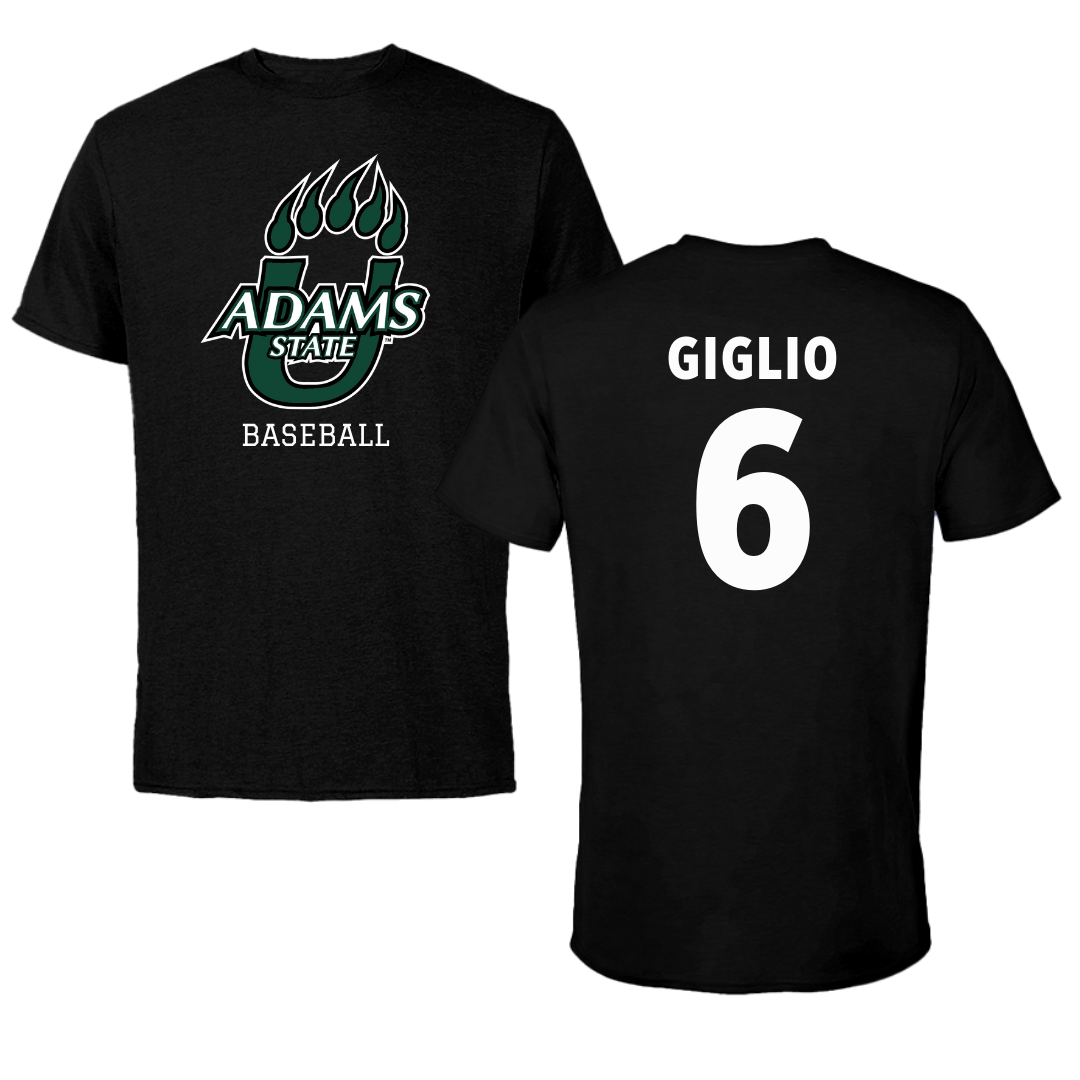 Adams State University Baseball Black State Tee - #6 Paul Giglio