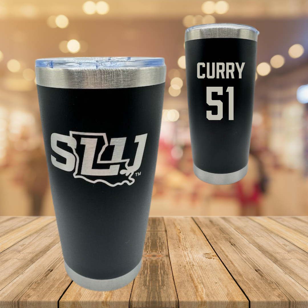 Southeastern Louisiana University Football Black Stainless Steel Tumbler - #51 Breland Curry