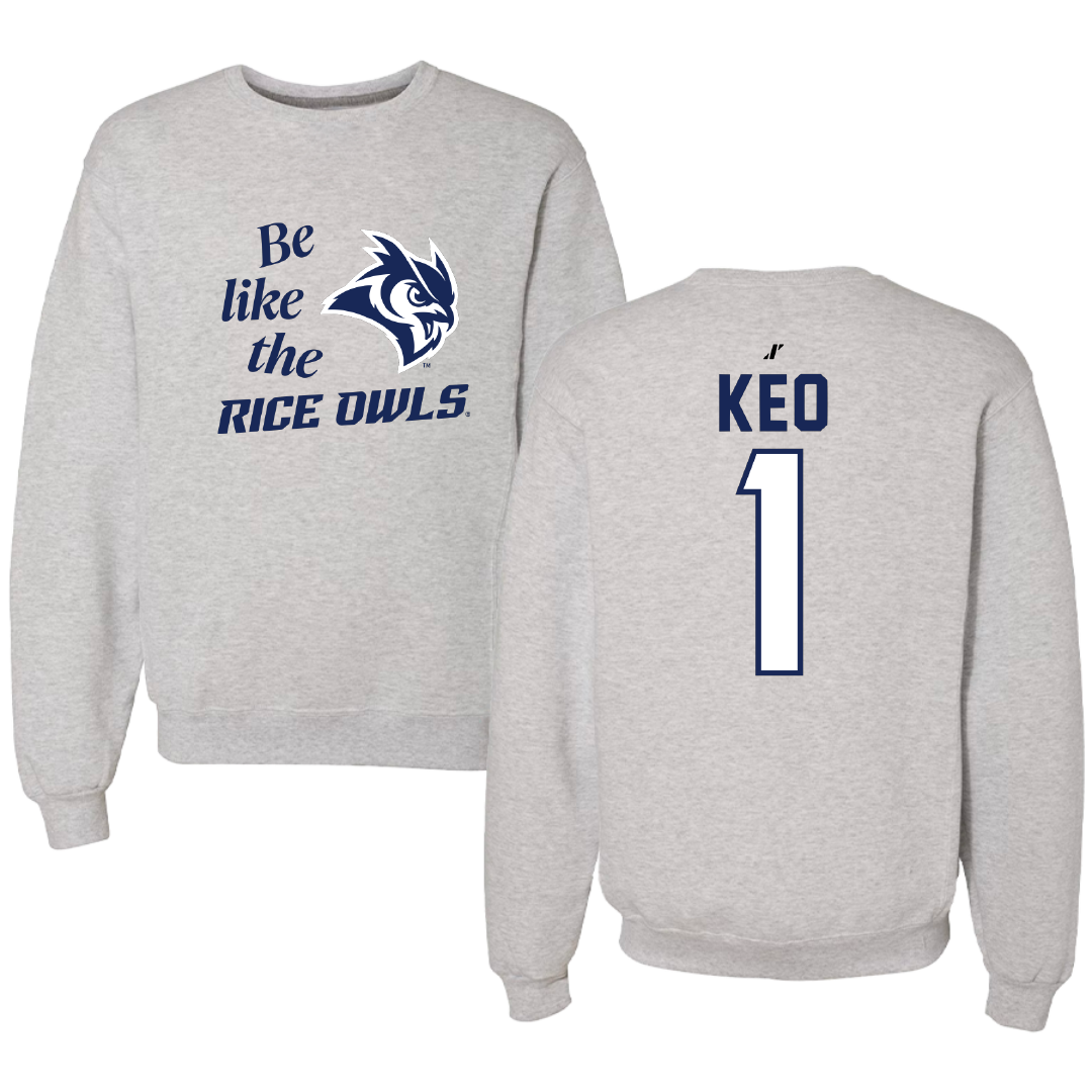Rice University Baseball Light Gray Be Like Us Crewneck - #1 Maddox Keo