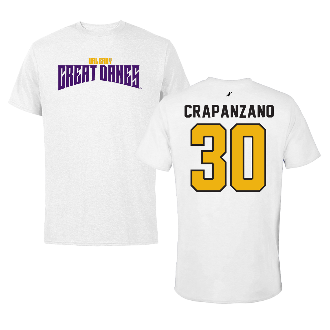 University at Albany Lacrosse White Classic Tee - #30 Christopher Crapanzano
