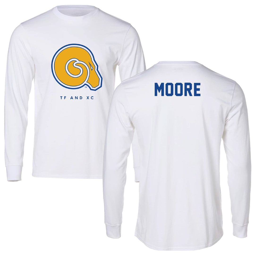 Albany State University TF and XC White Performance Long Sleeve - Kibren Moore