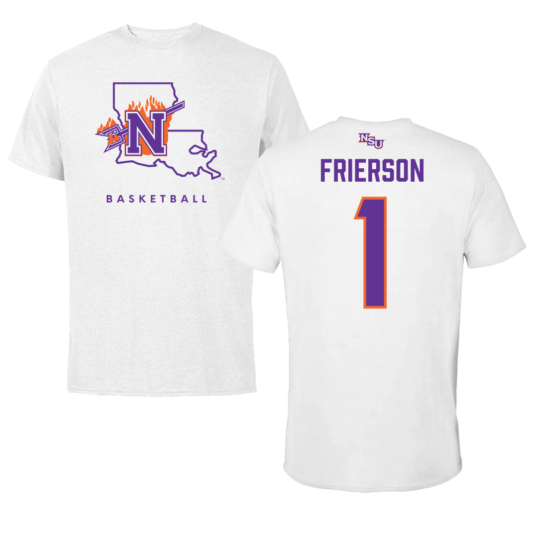 Northwestern State University Basketball White Performance Tee - #1 Jermesha Frierson