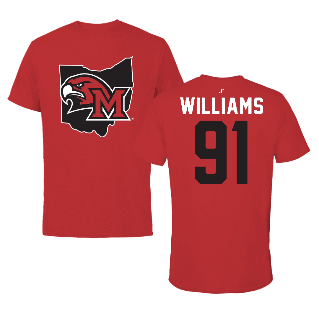 Miami University (Ohio) Football Red State Performance Tee - #91 Sam Williams