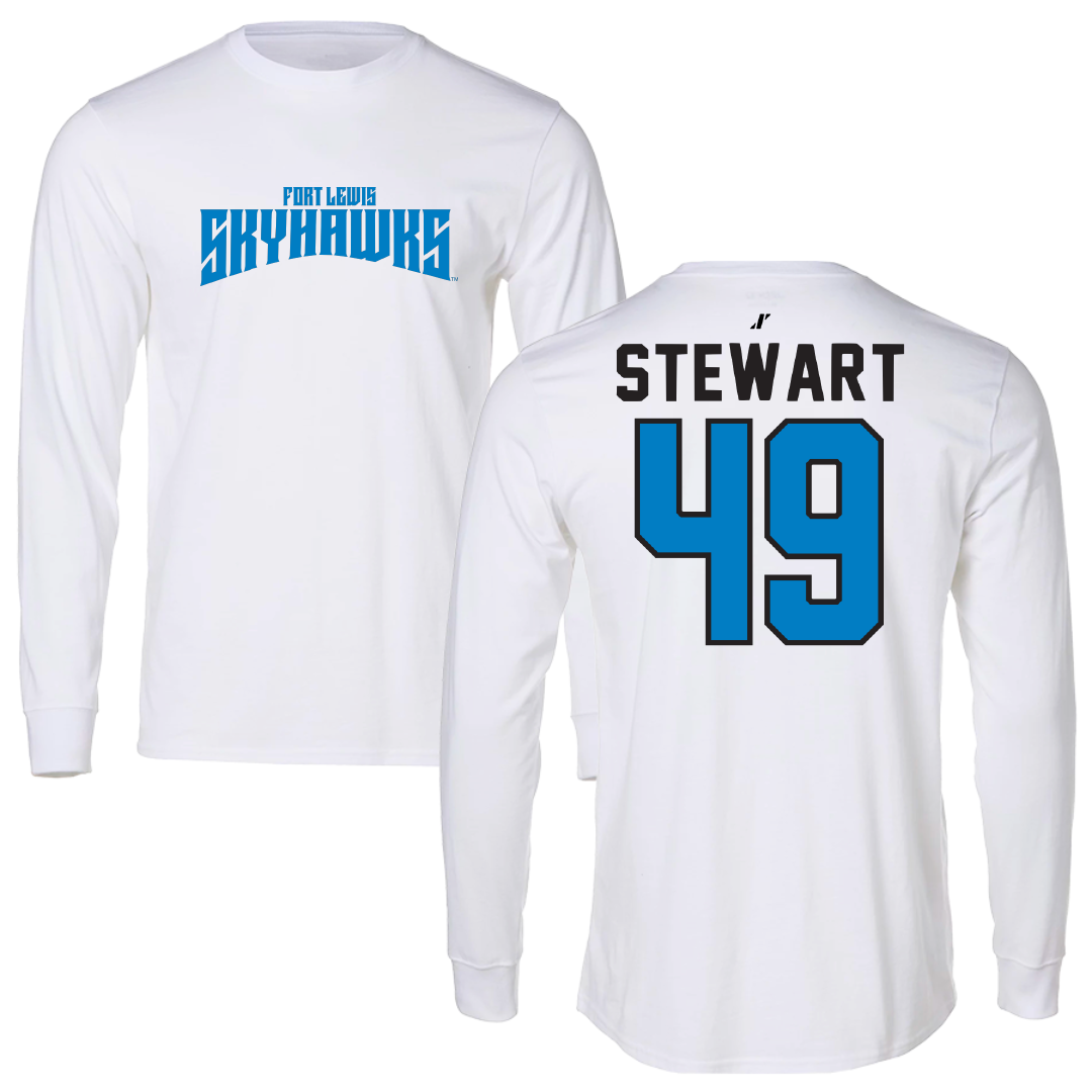 Fort Lewis College Football White Classic Performance Long Sleeve - #49 Jonathan Stewart