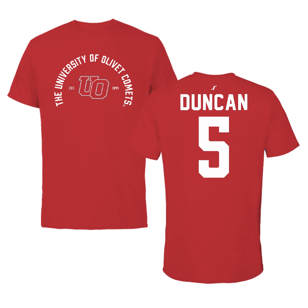 The University of Olivet Baseball Red General Tee - #5 Tyler Duncan