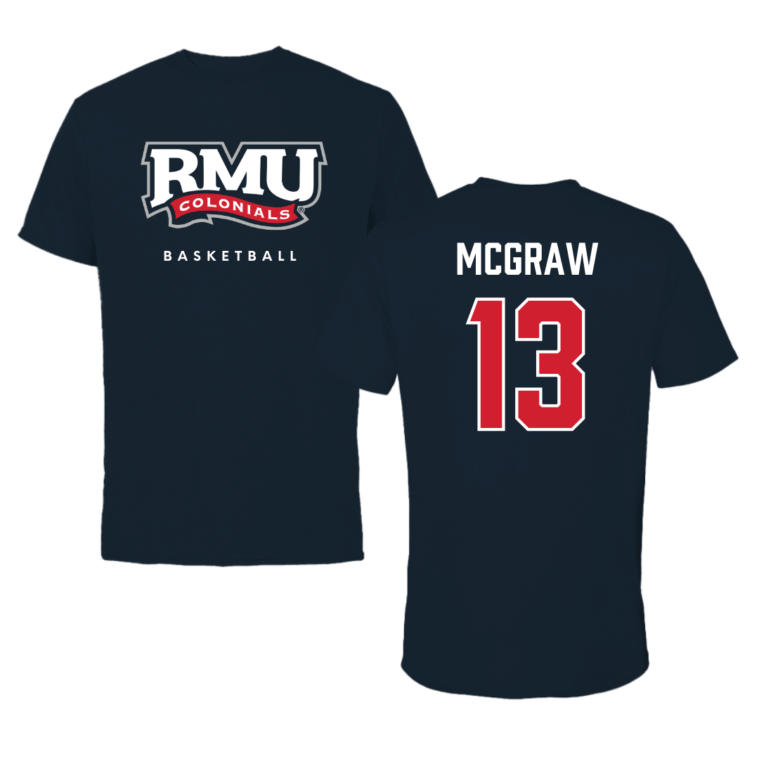 Robert Morris University Basketball Navy Performance Tee - #13 Hattie McGraw