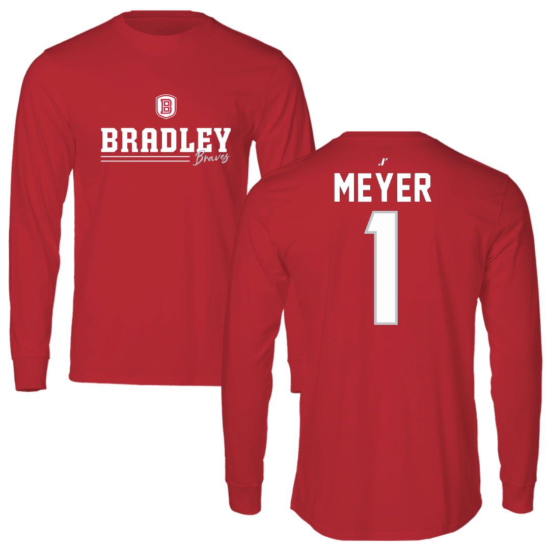 Bradley University Softball Red General Performance Long Sleeve - #1 Tori Meyer