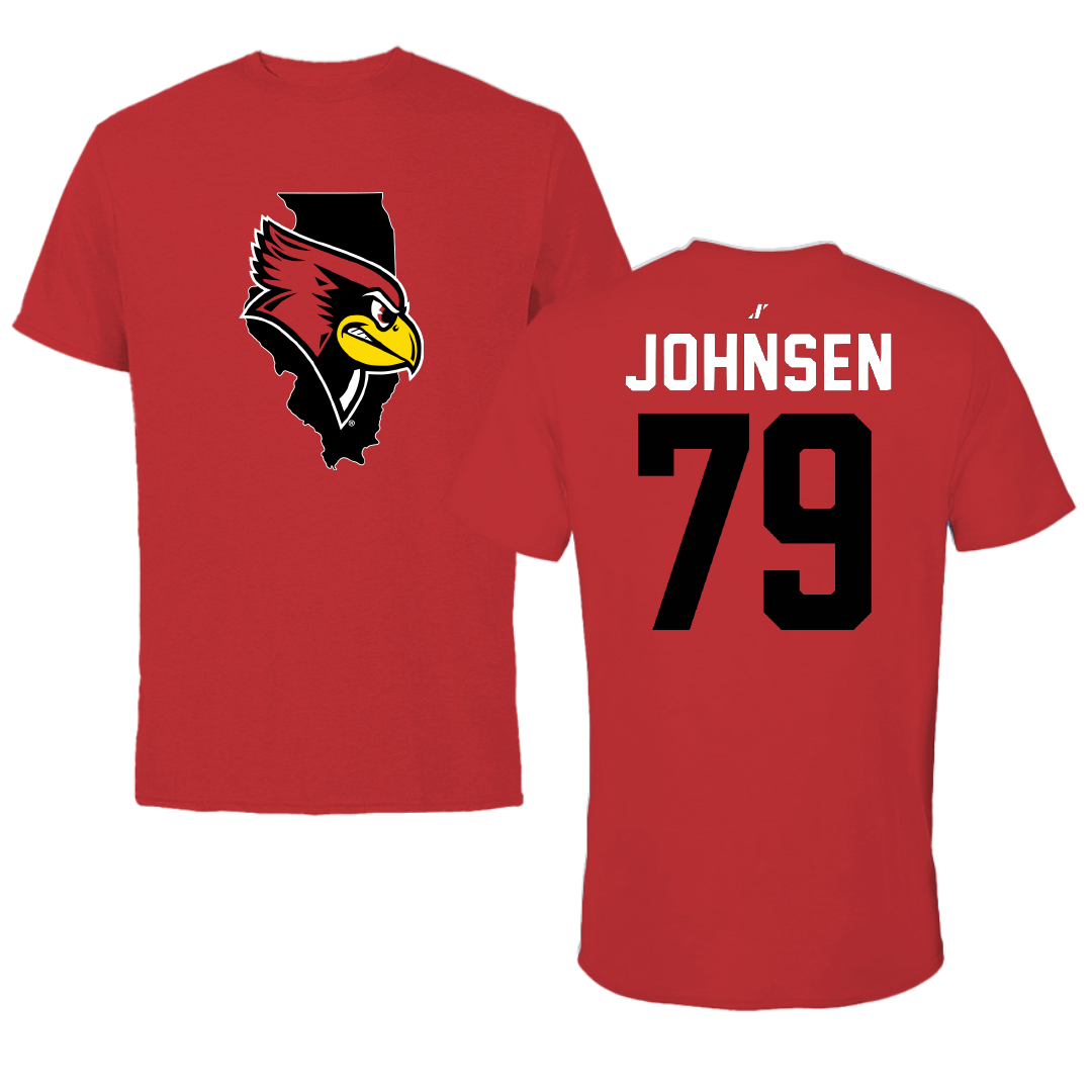 Illinois State University Football Red State Performance Tee - #79 Luke Johnsen