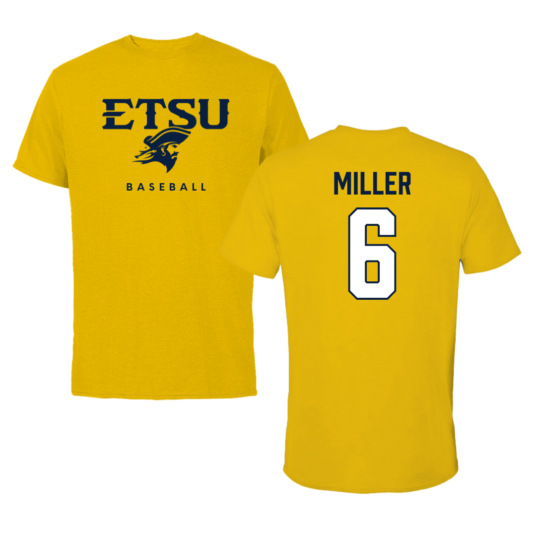 East Tennessee State University Baseball Gold Performance Tee - #6 Cody Miller