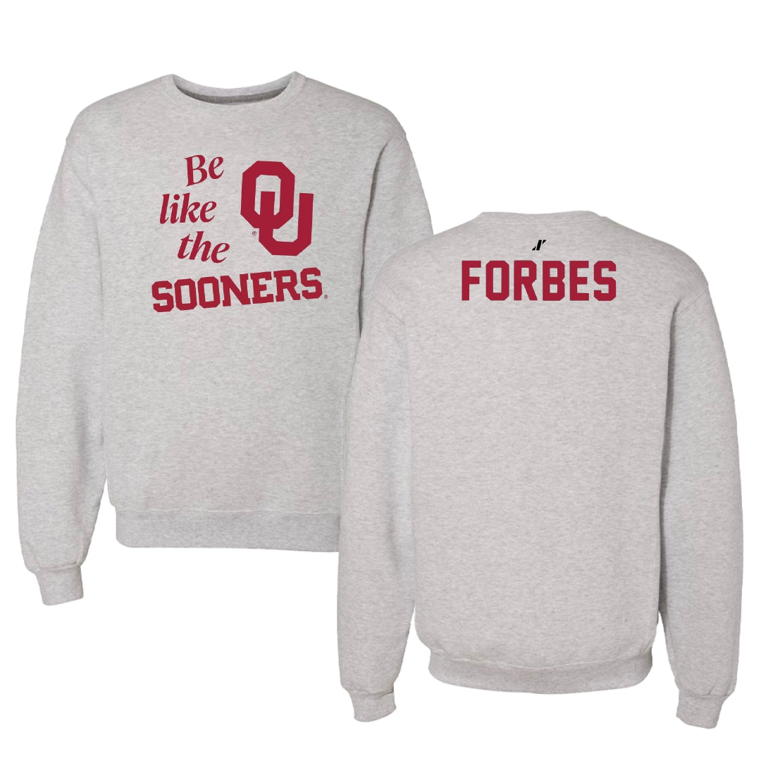 University of Oklahoma Wrestling Light Gray Be Like Us Crewneck - Christian Forbes