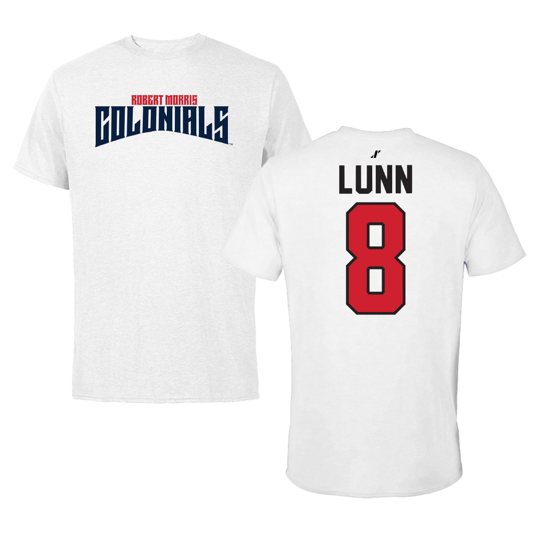 Robert Morris University Ice Hockey White Classic Performance Tee - #8 Gabriel Lunn