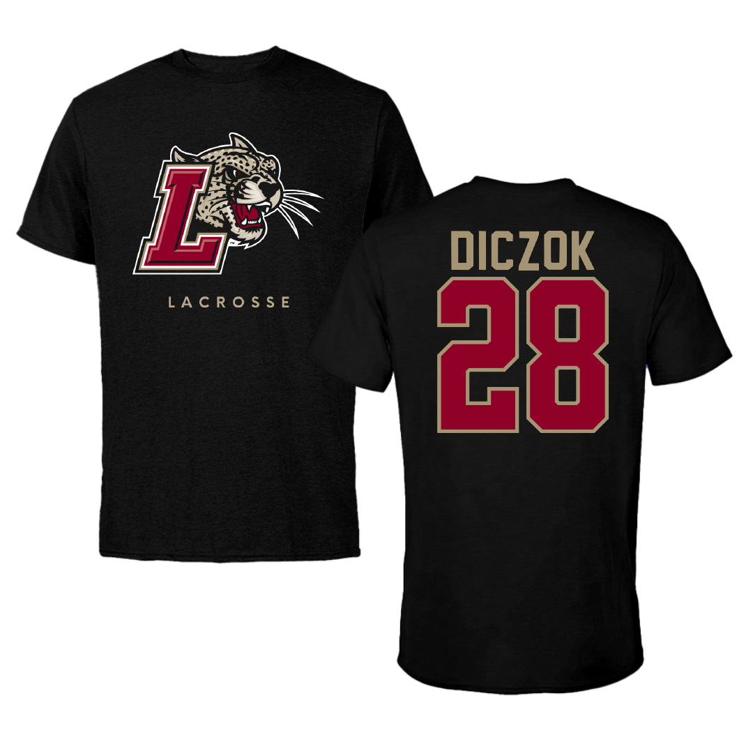 Lafayette College Lacrosse Black Performance Tee - #28 Sean Diczok