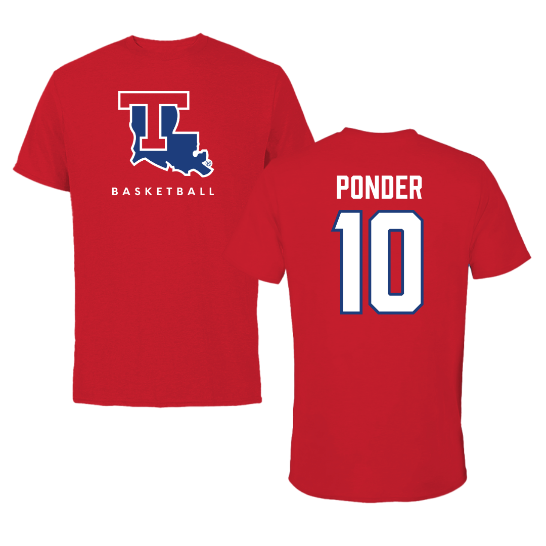 Louisiana Tech University Basketball Red Performance Tee - #10 Ben Ponder