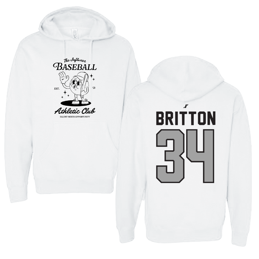 Baseball White Influxer Athletic Club Hoodie - #34 Mitchell Britton