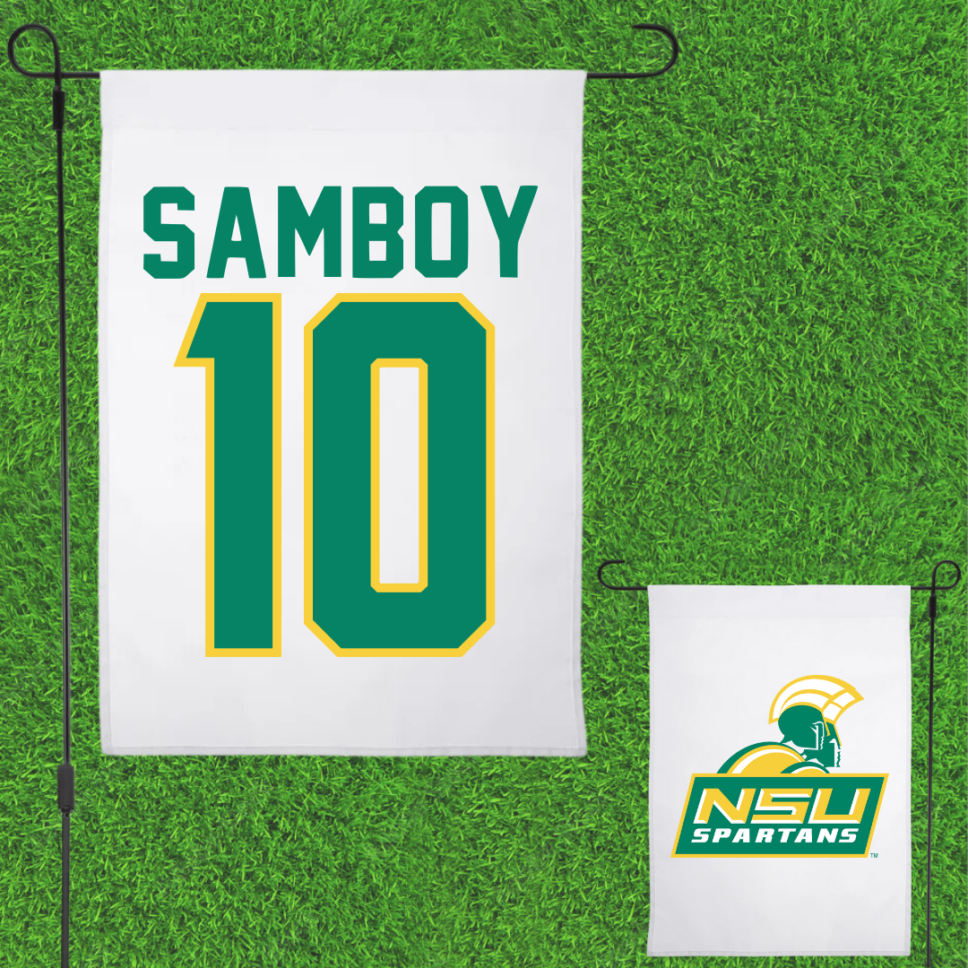 Norfolk State University Baseball White Garden Flag - #10 Yasseel Samboy