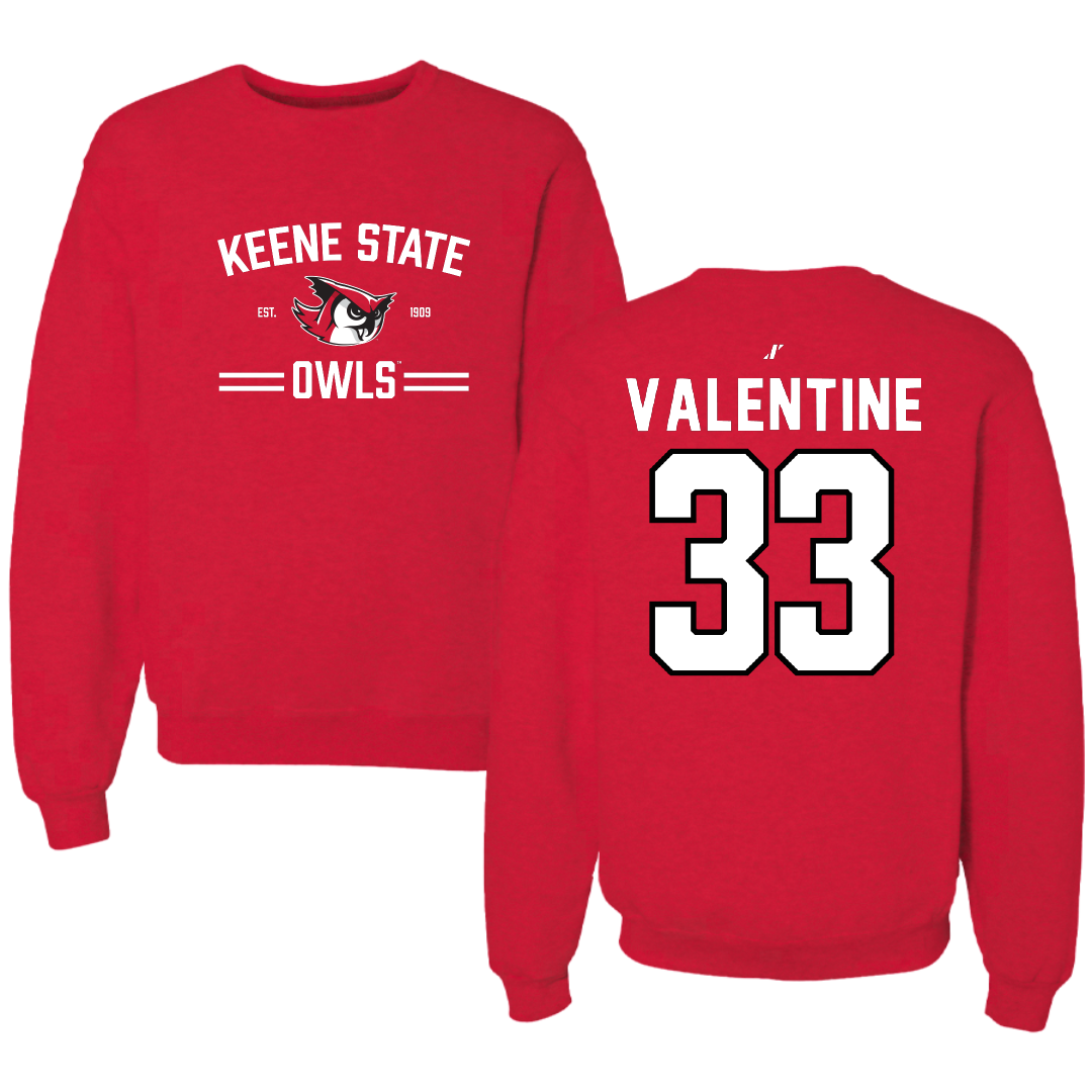 Keene State College Lacrosse Red General Crewneck - #33 Ryan Valentine