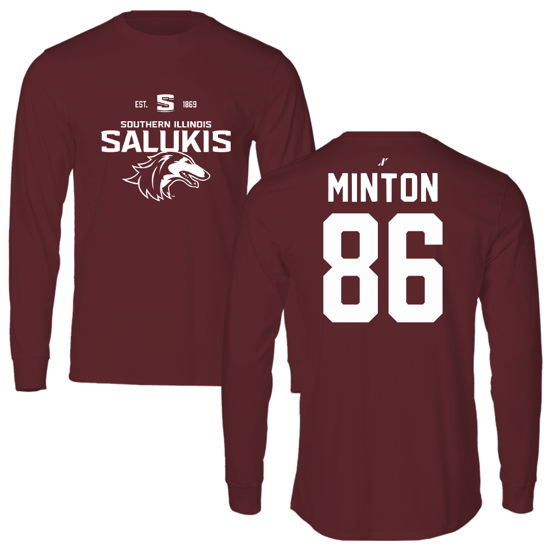 Southern Illinois University at Carbondale Football Maroon General Performance Long Sleeve - #86 Logan Minton
