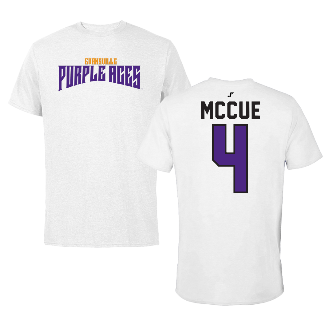 University of Evansville Baseball White Classic Tee - #4 Mason McCue