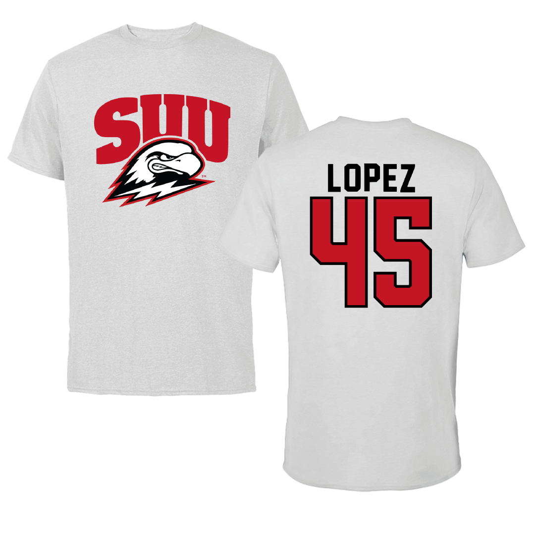 Southern Utah University Football Light Gray Performance Tee - #45 Josh Lopez