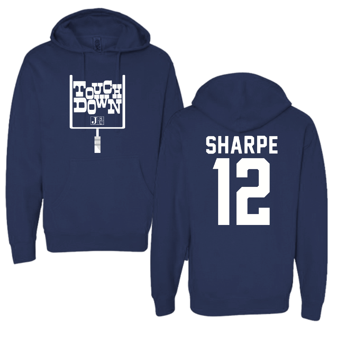 Jackson State University Football Navy Touchdown Hoodie - #12 Nireek Sharpe