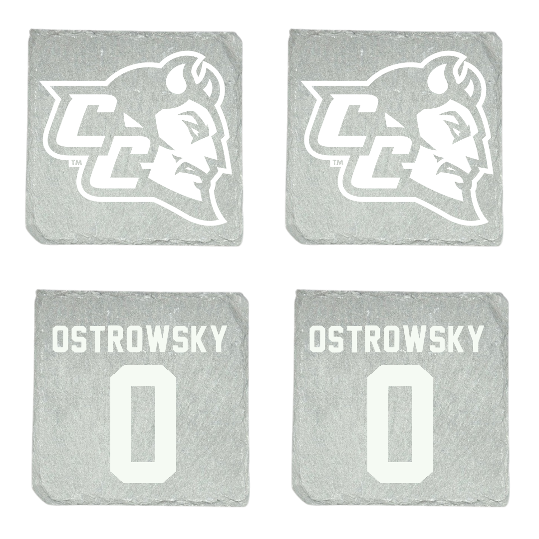 Central Connecticut State University Basketball Stone Coaster (4 Pack)  - #0 JoJo Ostrowsky