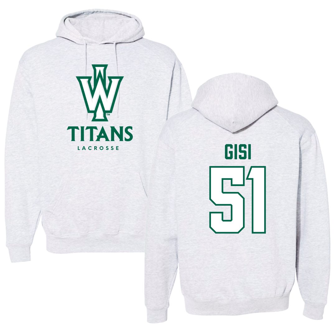 Illinois Wesleyan University Lacrosse Gray Hoodie - #51 Jake Gisi