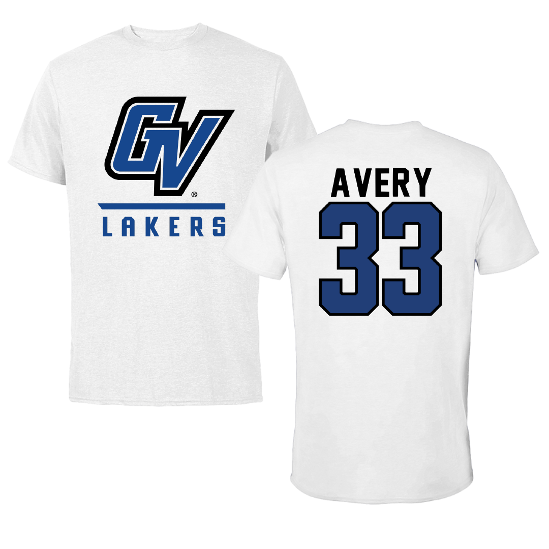 Grand Valley State University Baseball White Performance Tee - #33 Owen Avery