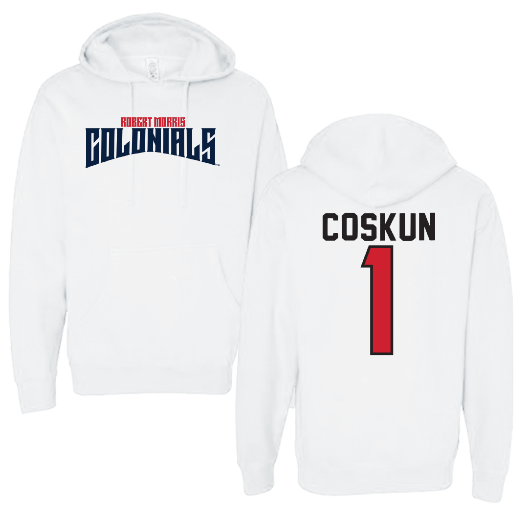 Robert Morris University Basketball White Classic Hoodie - #1 Tuana Coskun
