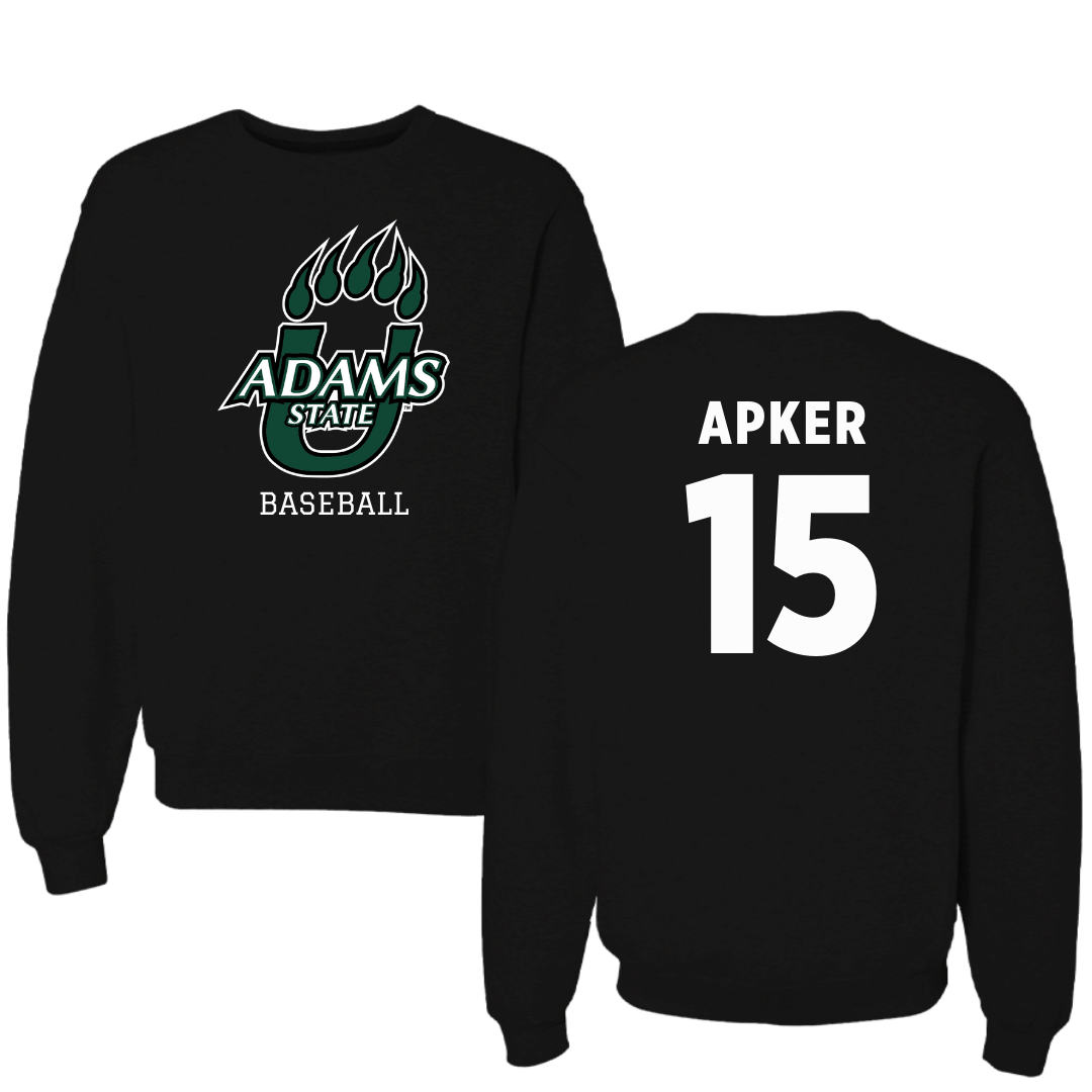 Adams State University Baseball Black State Crewneck - #15 Cory Apker