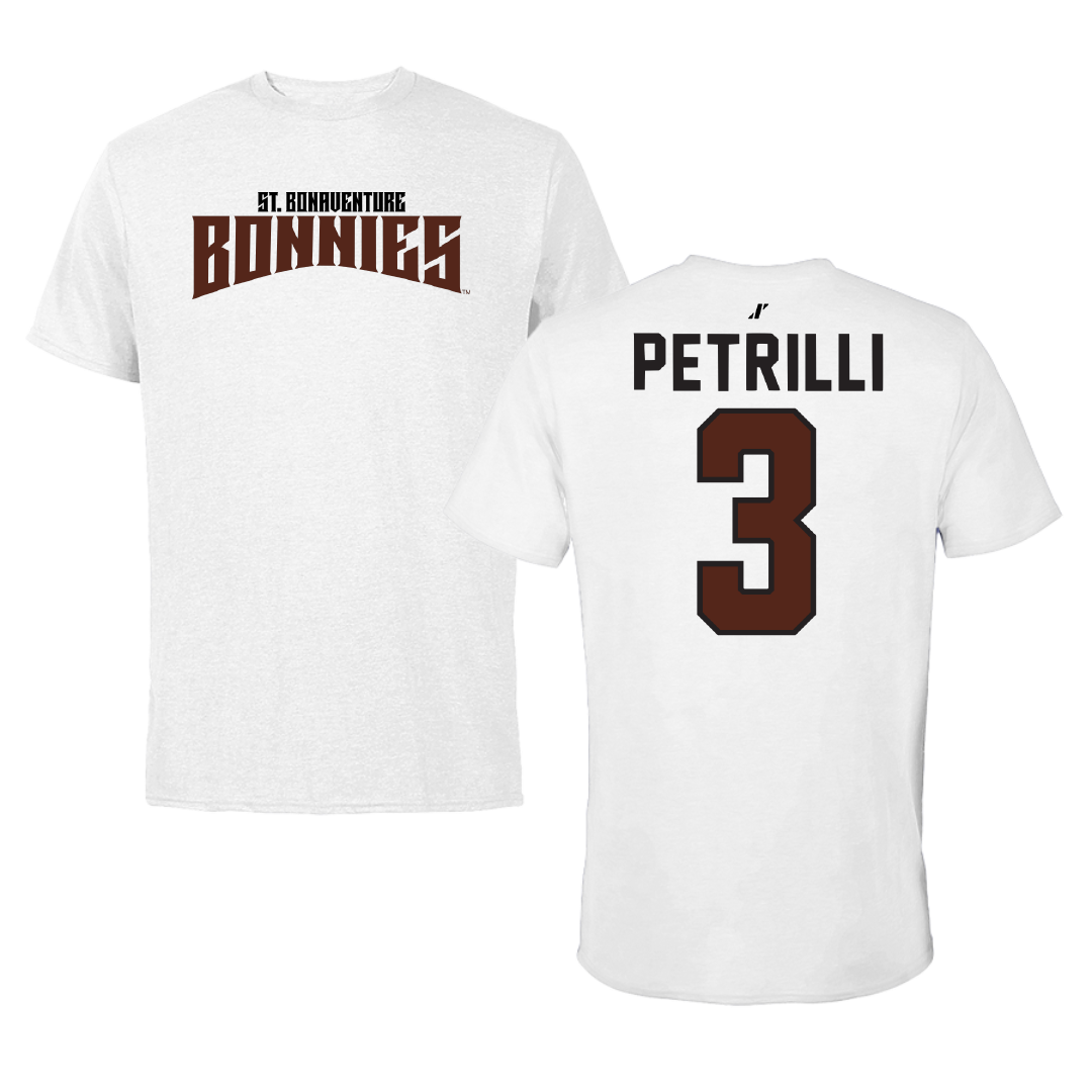 St. Bonaventure University Rugby White Classic Tee - #3 Timothy Petrilli