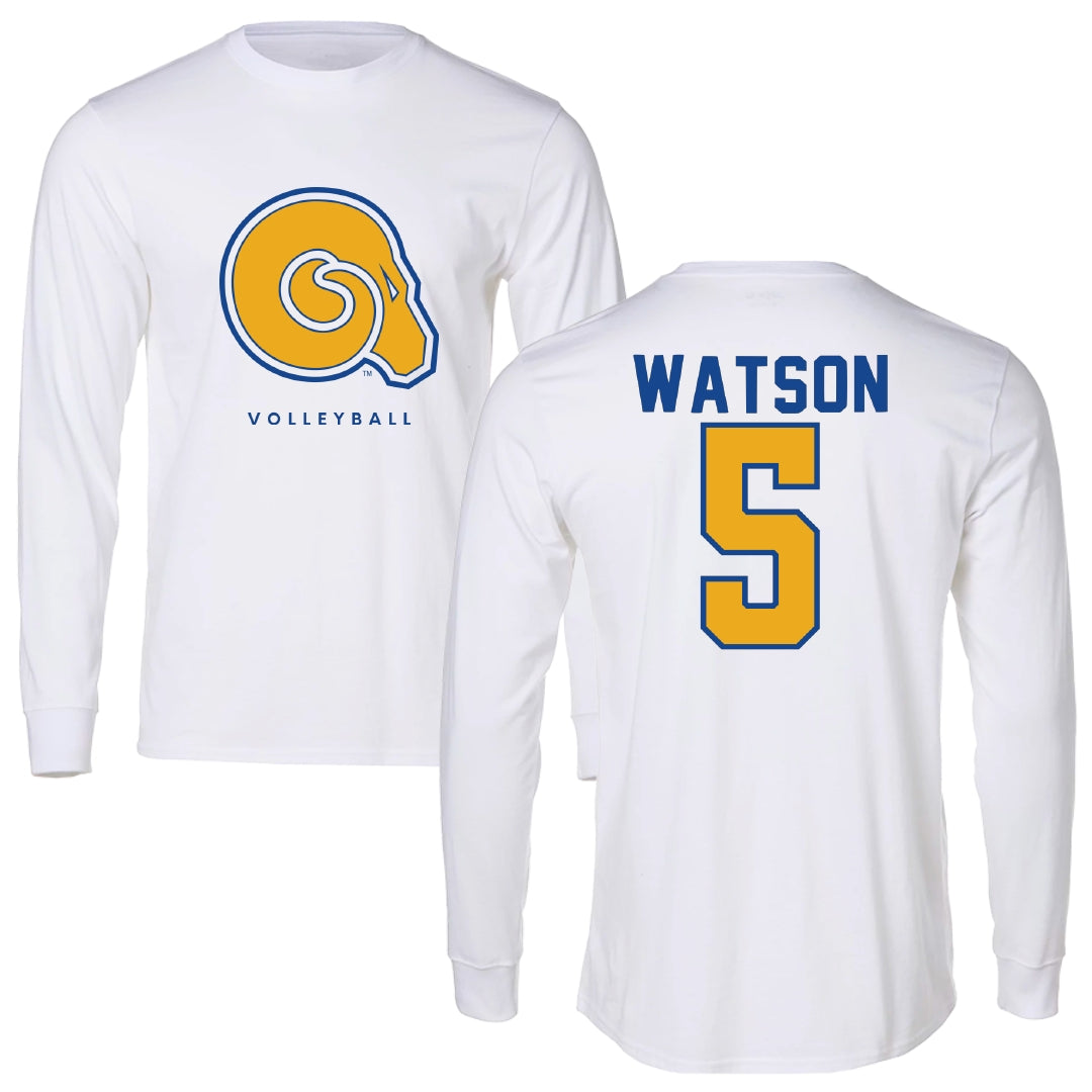 Albany State University Volleyball White Performance Long Sleeve - #5 Jayda Watson