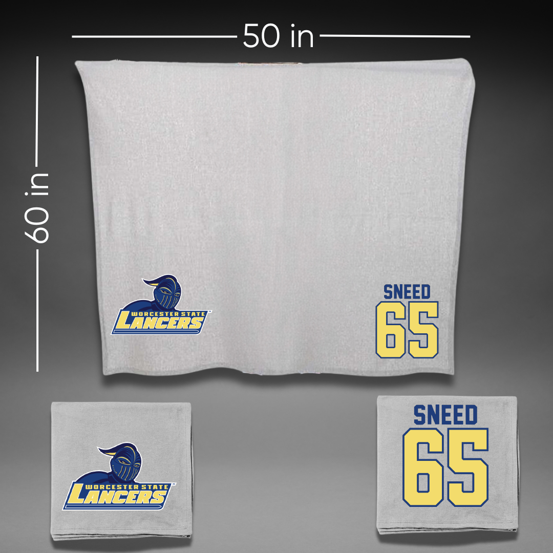 Worcester State University Football Gray Blanket - #65 Justin Sneed