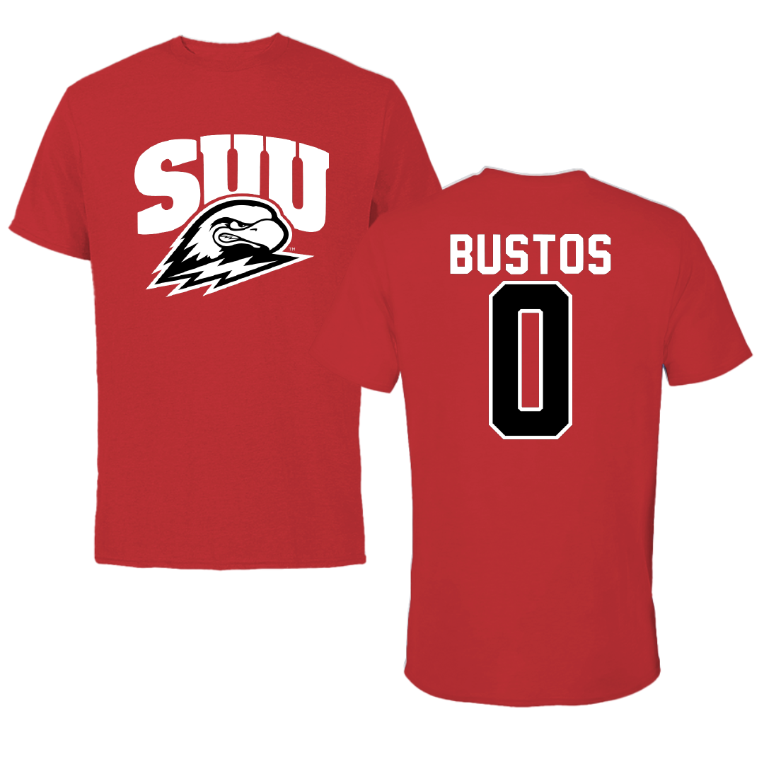 Southern Utah University Soccer Red Performance Tee - #0 Kaitlin Bustos