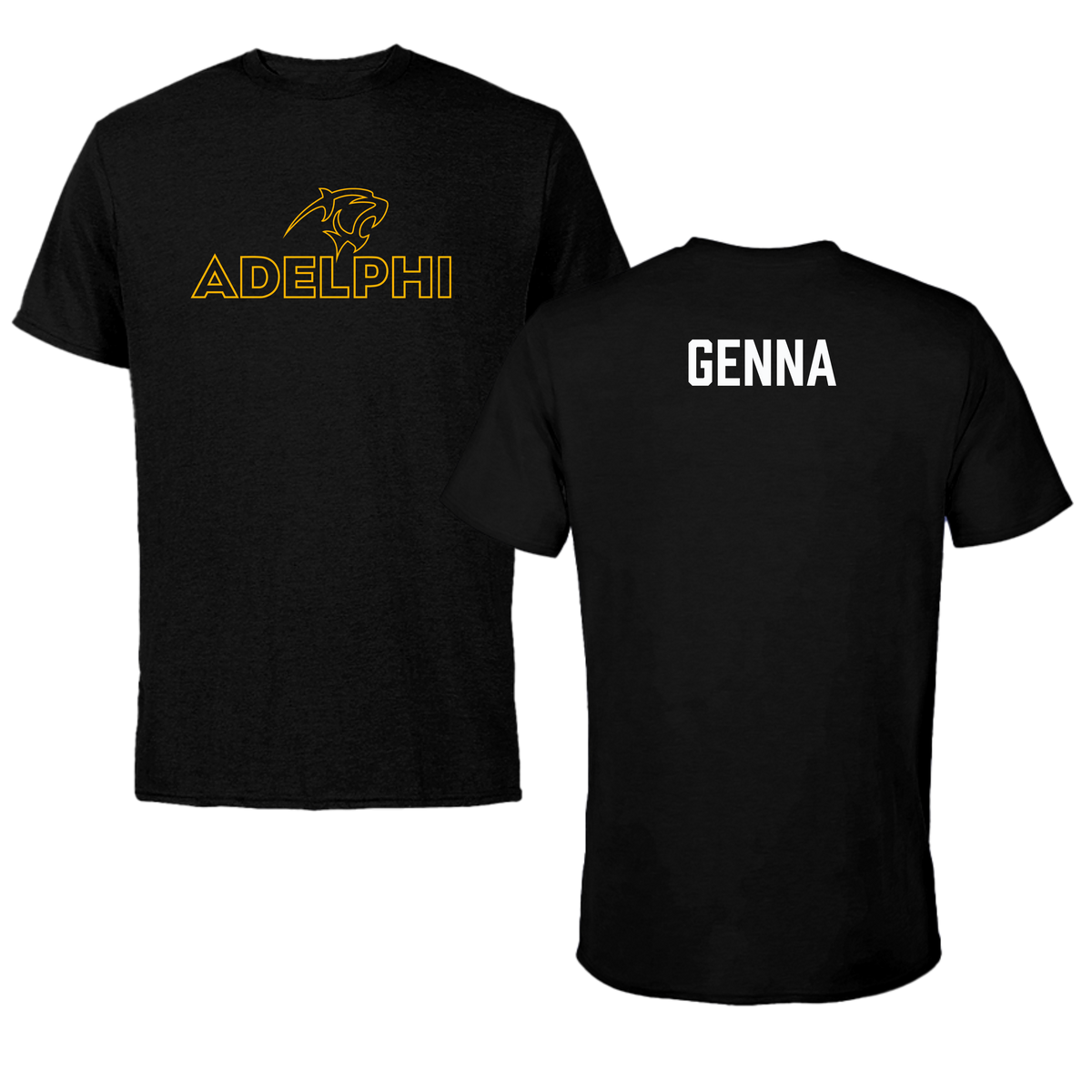 Adelphi University Swimming & Diving Black Tee - Frank Genna