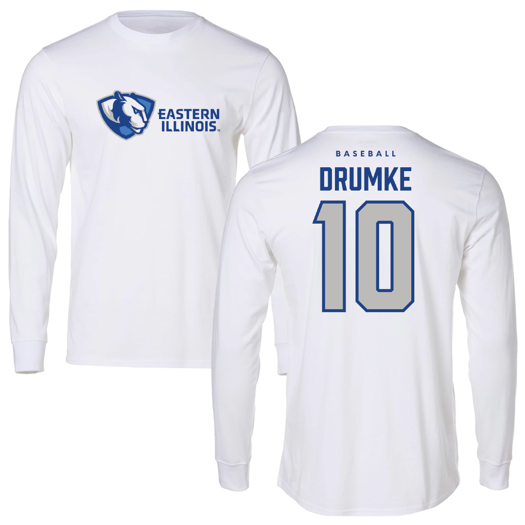 Eastern Illinois University Baseball White Performance Long Sleeve - #10 Dylan Drumke