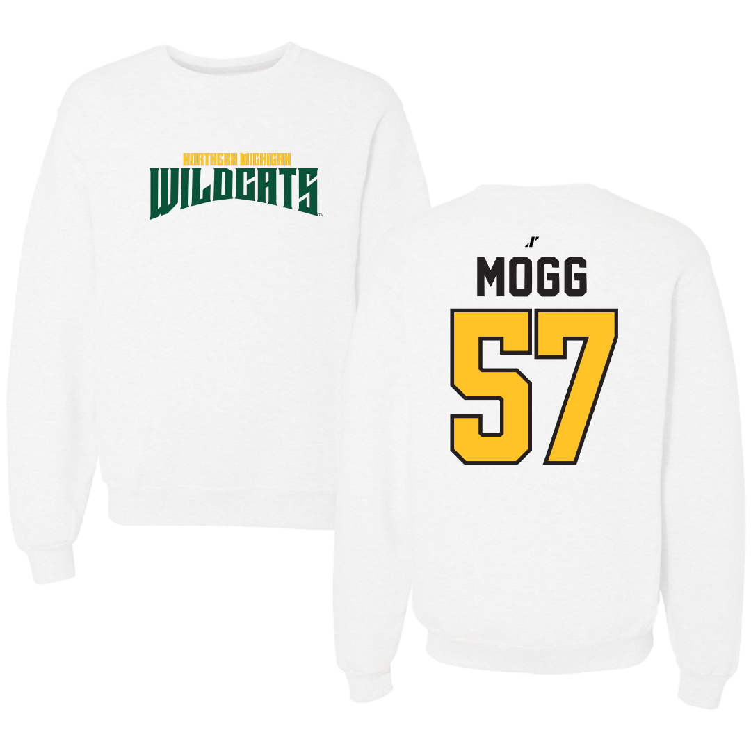 Northern Michigan University Football White Classic Crewneck - #57 Logan Mogg