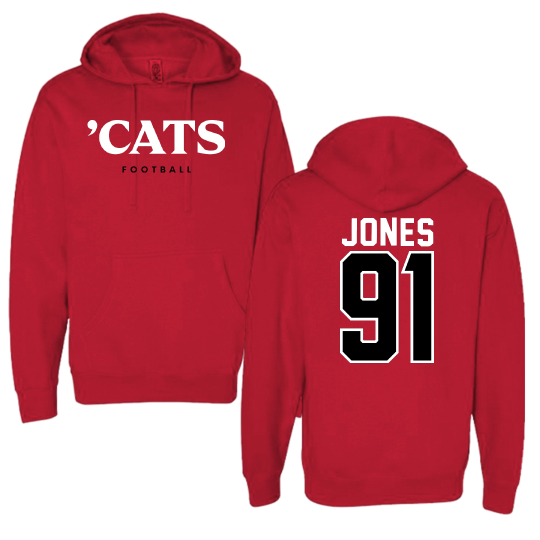 Davidson College Football Red Cats Hoodie - #91 Robert Jones