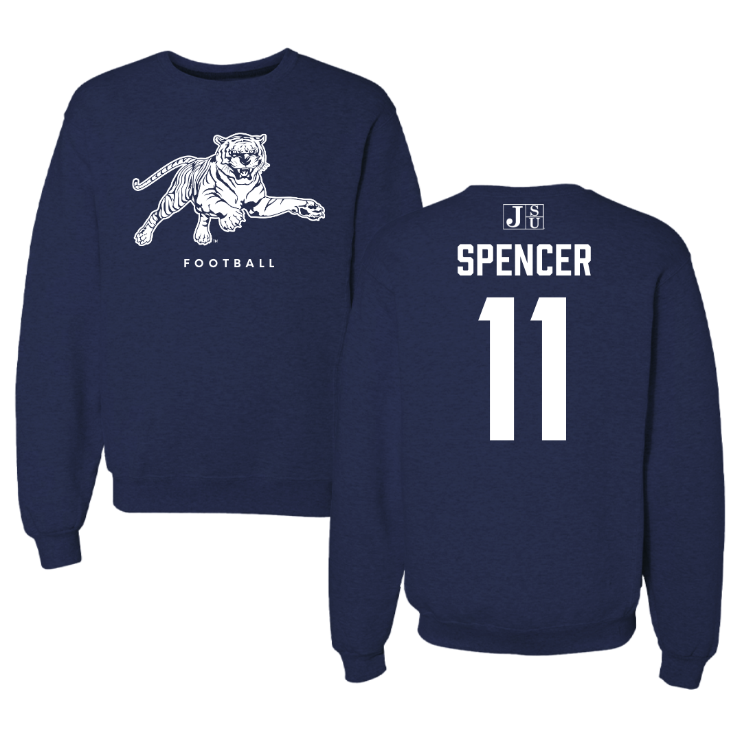 Jackson State University Football Navy Crewneck - #11 Isaiah Spencer