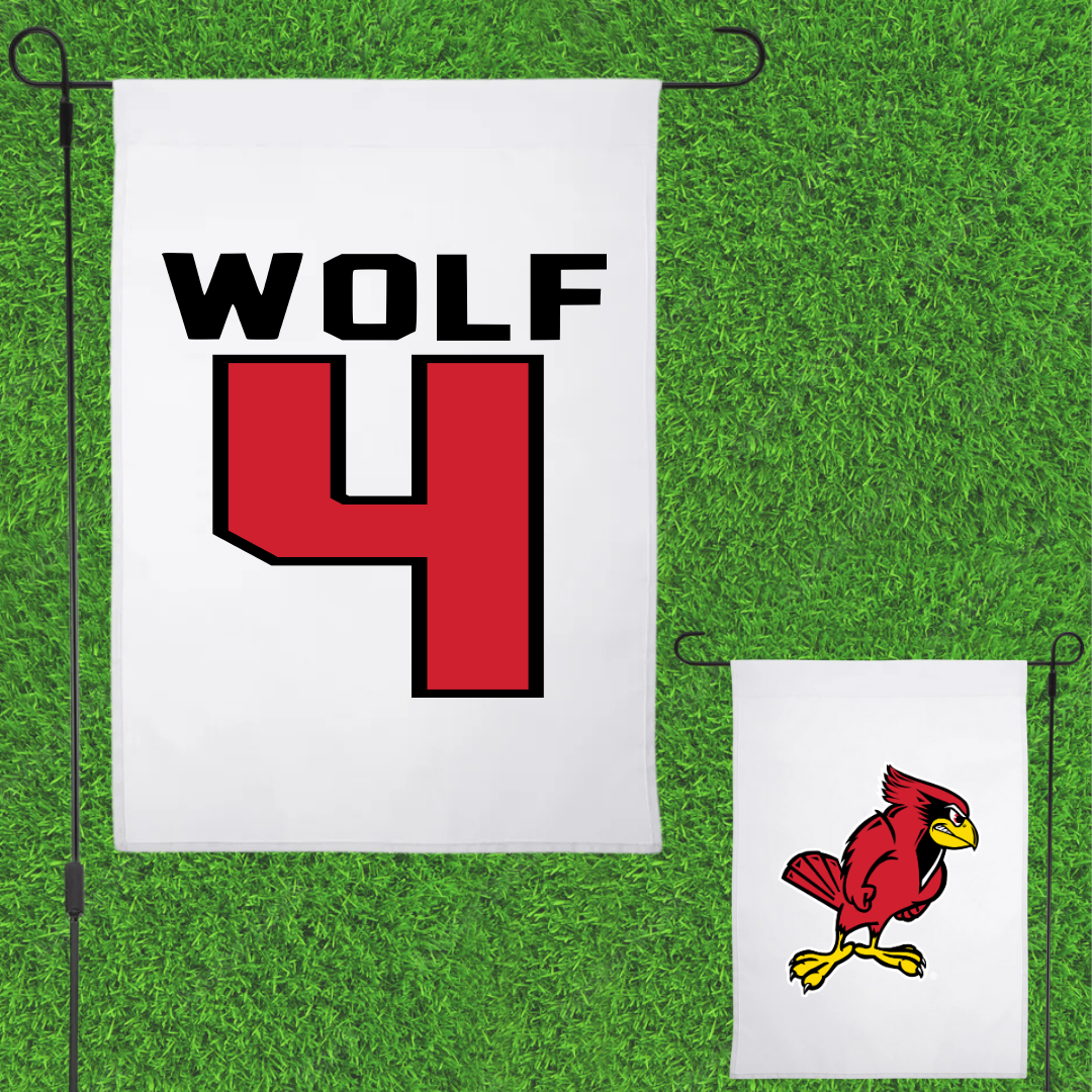 Illinois State University Basketball White Garden Flag - #4 Landon Wolf
