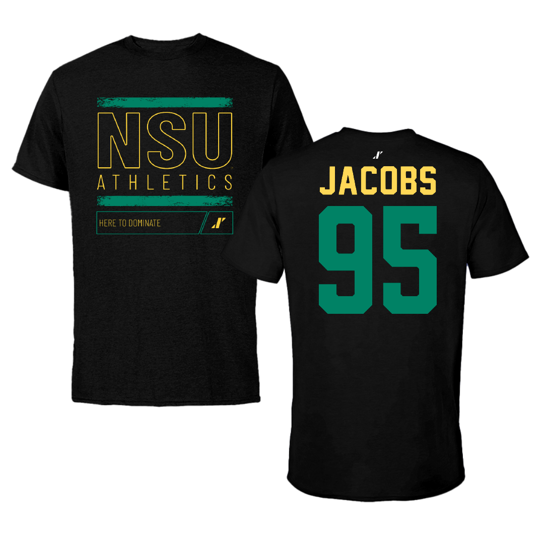 Norfolk State University Football Black Dominate Tee - #95 Levontae Jacobs