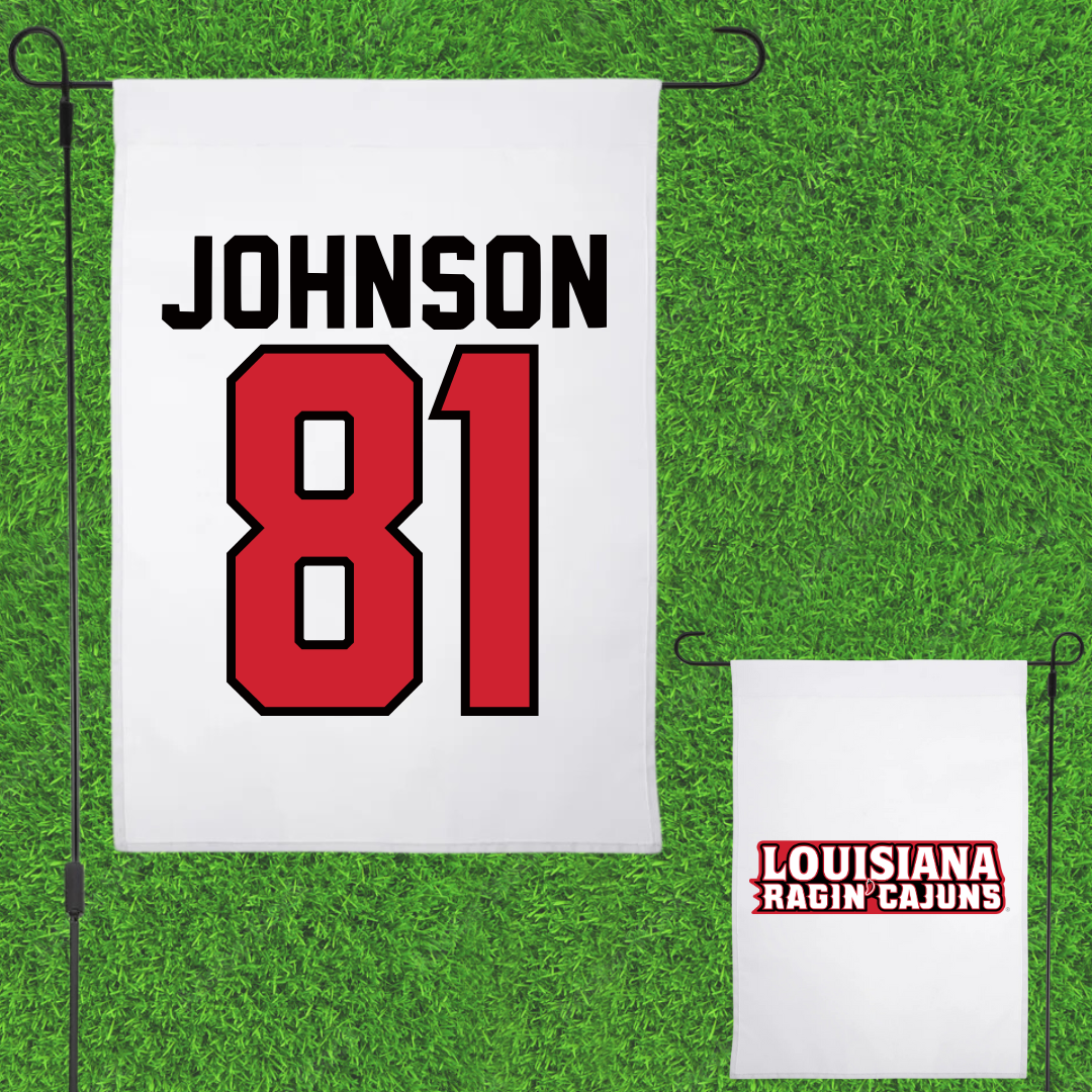 University of Louisiana at Lafayette Football White Garden Flag - #81 Jaydon Johnson