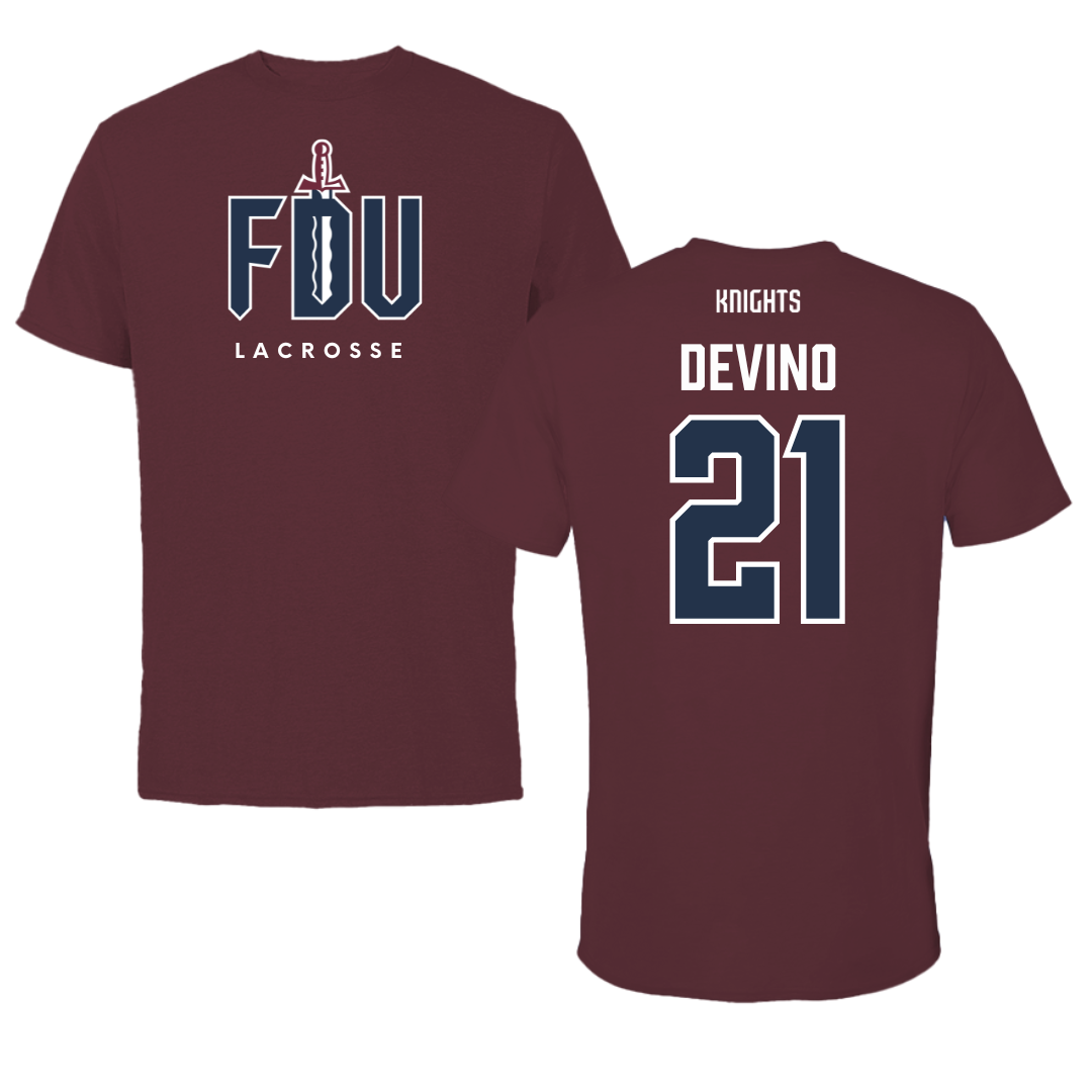 Fairleigh Dickinson University-Metropolitan Campus Lacrosse Maroon Tee - #21 Mia Devino