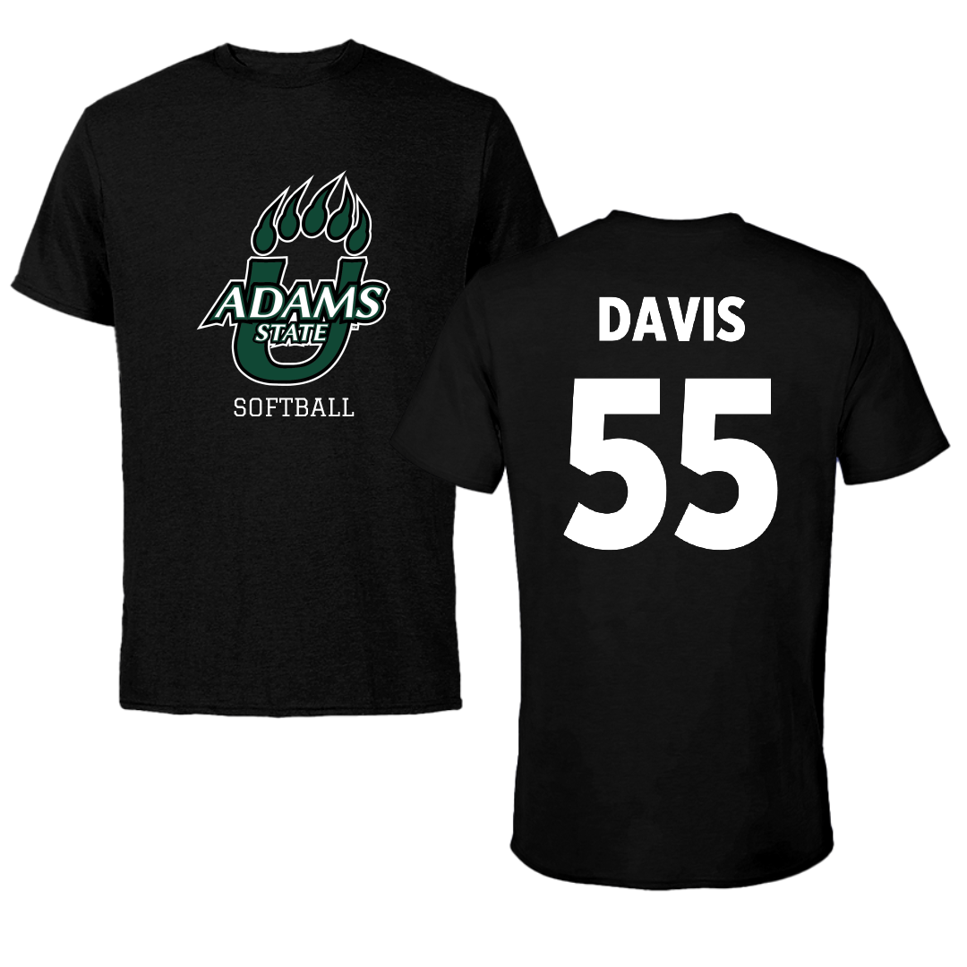 Adams State University Softball Black State Performance Tee - #55 Aubree Davis