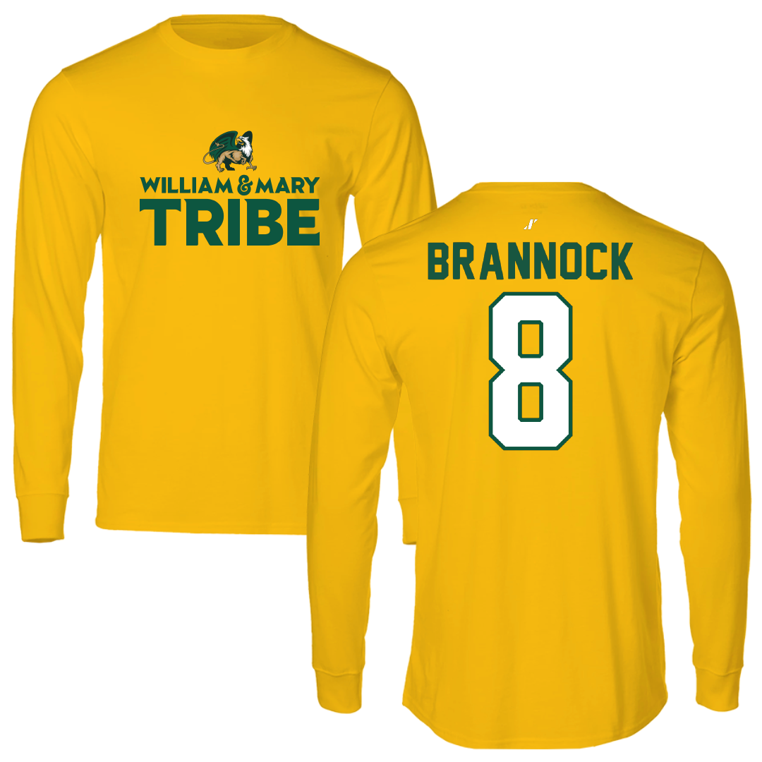 William & Mary Football Gold General Performance Long Sleeve - #8 Noah Brannock
