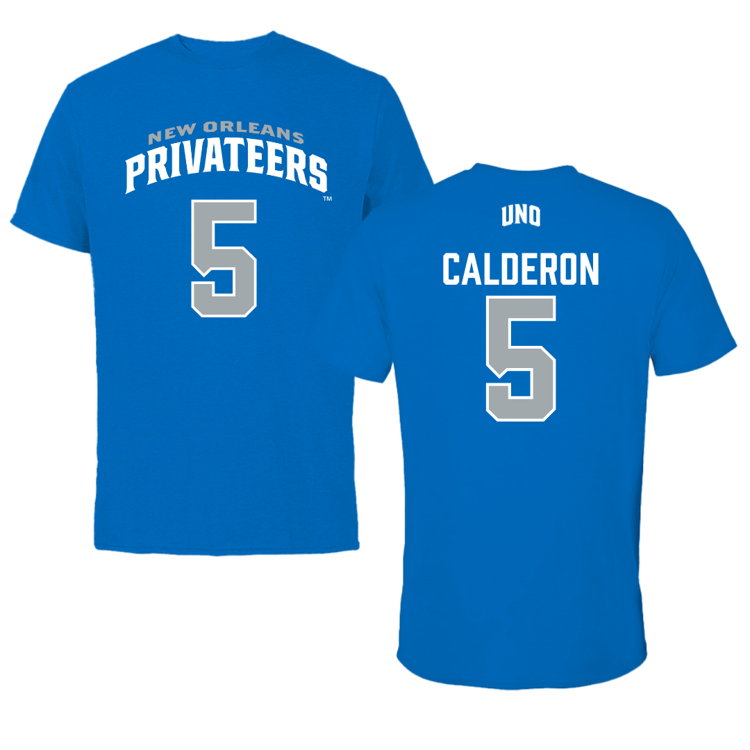 University of New Orleans Basketball Blue Jersey Tee - #5 Alexis Calderon