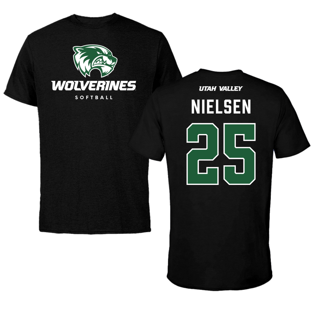 Utah Valley University Softball Black Mascot Tee - #25 Saige Nielsen