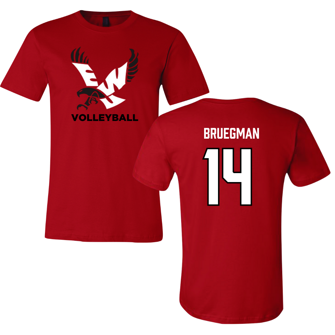 Eastern Washington University Volleyball Red Performance Tee - #14 Elle Bruegman
